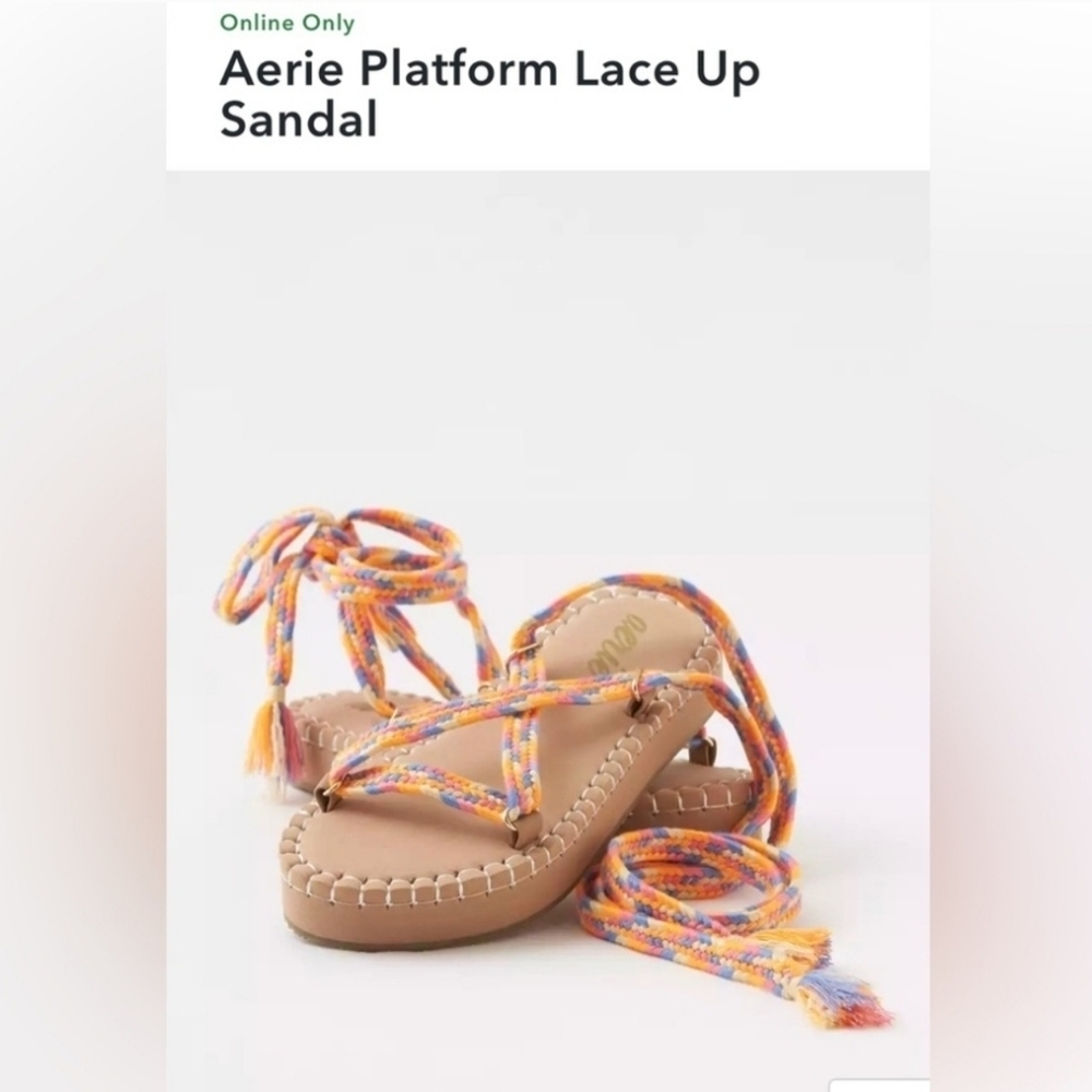 Aerie Platform Lace Up Sandal Sz 7